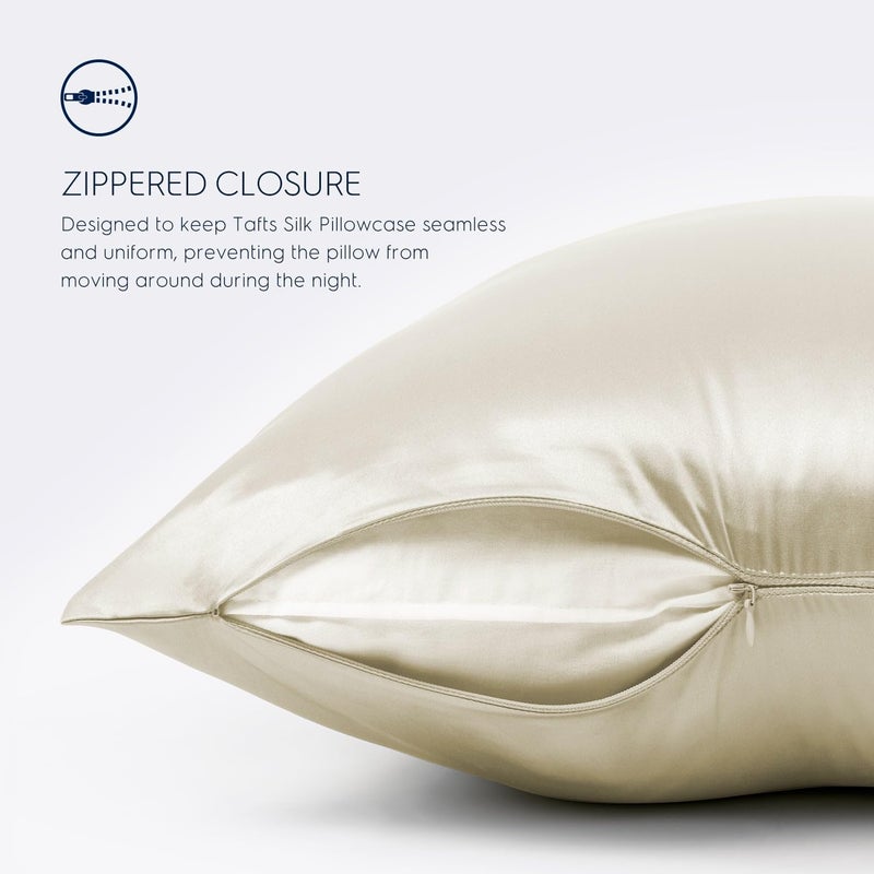 Tafts Pillow Cases - 22mm 100% Pure Mulberry 6A Silk Pillowcase for Hair & Skin with Zipper Closure, Cooling, Natural, Organic, Double Sided Silk Pillow Case (Ivory White, King 20x36, 1pc) - Image 5